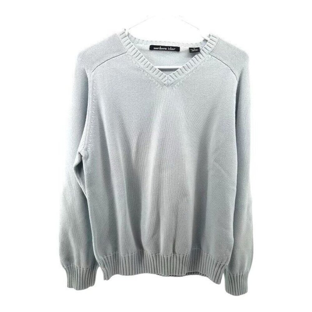Northern Isles | Men’s M‎ Medium Blue V Neck Knit Sweater Pullover Preppy